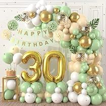 Birthday Balloon Garland, 60th Birthday Balloons, Sage Green And Gold, 30th Birthday Balloons, 40th Birthday Balloons, 50th Birthday Balloons, 90th Birthday Decorations, 80th Birthday Decorations, 70th Birthday Decorations