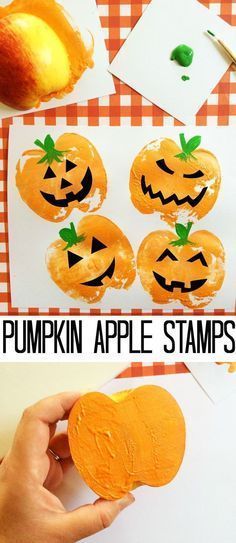 Pumpkin Apple Stamps Matching Quotes, Fun Fall Crafts, Quotes Printable, Easy Fall Crafts, Diy Halloween Decor, Easy Halloween Crafts, Thanksgiving Diy, Cheap Crafts, Pumpkin Apple