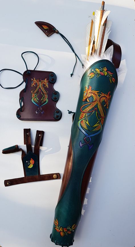 Celtic Bow And Arrow, Arcturus Star, Wooden Bow And Arrow, Camp Hero, Horseback Archery, Leather Quiver, Archery Gear, Celtic Clothing, Bow Socks