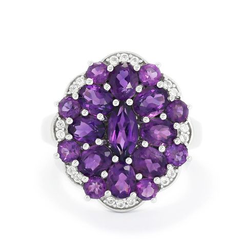 Purple Jewelry, White Topaz, Bling Bling, Jewelry Ideas, Sterling Silver Ring, Floral Rings, Topaz, Silver Ring, Sterling Silver Rings