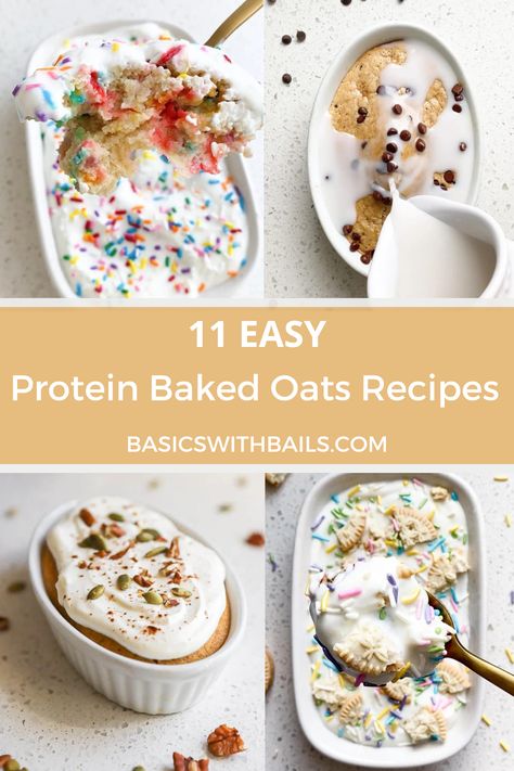 Cake Pops Fall, High Protein Baked Oats, Cookie Oats, Baked Oats Recipes, Protein Baked Oats, Baking With Protein Powder, Healthy High Protein Breakfast, Cinnamon Roll Bake, Protein Baking