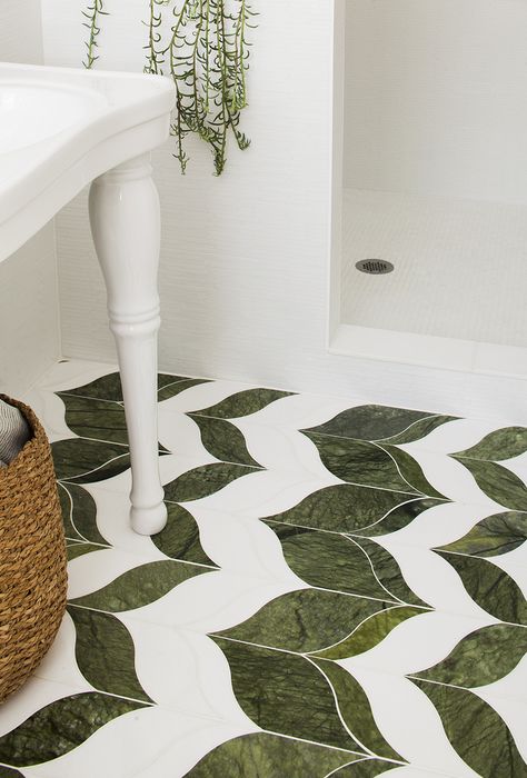 Dining Room Renovation, Green Mosaic, White Bathroom Tiles, Eclectic Bathroom, Mosaic Floor Tile, Bath Renovation, Mosaic Bathroom, Green Flooring, Black And White Tiles