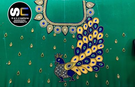 Picoke Bird Aari Work, Picoke Bird, Sak Creations, Maggam Blouse, Animals Design, Bead Embroidery Tutorial, Embroidery Tutorial, Peacock Design, Bridal Blouse Designs