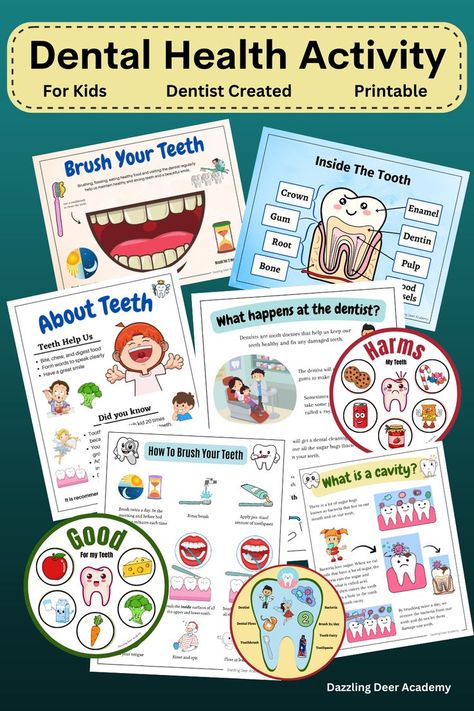 Surgery Assistant, Activity For Kids Preschool, Aesthetic Dental, Preschool Busy Book, Dental Health Activities, Oral Hygiene Products, Hygiene Activities, Dental Surgery Food, Oral Health Education