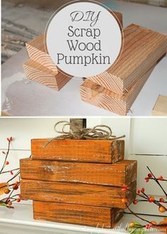 Sweet and Simple Scrap Wood Pumpkin via @SimplyBeautifulbyAngela #pumpkins #scrapwood Diy Scrap Wood, Fall Wood Crafts, Funky Junk Interiors, Wood Scraps, Dekor Diy, Wood Pumpkins, Fall Deco, Scrap Wood Projects, Fall Crafts Diy