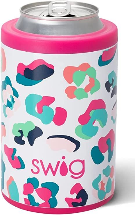 Swig Life Standard Can + Bottle Cooler, Stainless Steel, Dishwasher Safe, Triple Insulated Can Sleeve for Standard Size 12oz Cans or Bottles in Party Animal Leopard Print Hard Seltzer, Stainless Steel Dishwasher, Party Animal, Soda Bottles, Can Holders, Insulated Bottle, Dishwasher Racks, Can Cooler, Vacuum Sealing