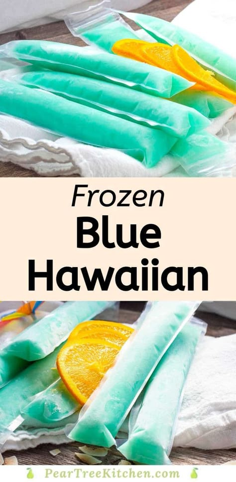 Freeze Pop Recipes, Blue Hawaiian Drink, Adult Popsicles, Boozy Pops, Boozy Ice Pops, Alcoholic Popsicles, Hawaiian Drinks, Boozy Popsicles, Frozen Blue