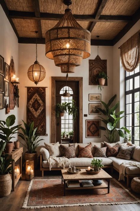 Boho Living Room Dark Wood Floor, Greek Living Room, Long Living Room Ideas, Moroccan Style Living Room, Bohemian Living Room Ideas, Dark Boho Living Room, Bohemian Style Living Room, Living Room Design Boho, Turkish Living Room