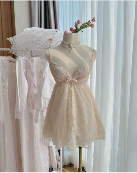 Cute Lingerie Dress, Coquette Pajamas, Fancy Robes, Night Gown Dress, Night Dress For Women, Fits Clothes, Dress Aesthetic, Lingerie Dress, Pretty Lingerie