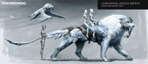 Lion Concept Art, T Wei, Fantasy Tv Series, Snow Lion, Ice Fantasy, Snow Monster, Fantasy Tv, Creature Artwork, Fantasy Beasts