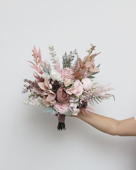 Bouquet Fall Wedding, Faux Bouquet, Blush Bridal Bouquet, Blush Pink Flowers, Bridal Bouquet Flowers, Boho Bouquet, Hand Bouquet, Pink Bouquet, Wedding Flower Arrangements