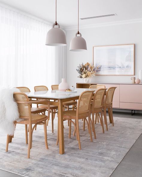 Normann Copenhagen Bell Lamp, Organic Dining Room, Pastel Interior Design, Bell Lamp, Coastal Dining Room, Pastel Interior, Dining Design, Condo Living, Dining Room Inspiration