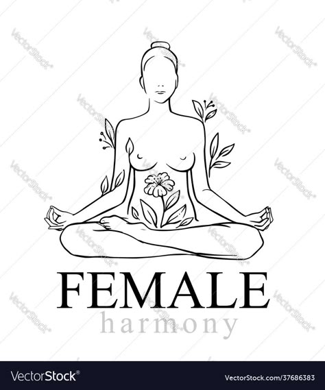 Lotus Pose Illustration, Yoga Lotus Pose, Female Sitting Cross Legged, Woman Meditating Drawing, Lotus Pose Drawing, Lotus Pose Tattoo, Meditation Pose Drawing, Yoga Line Art, Meditation Painting