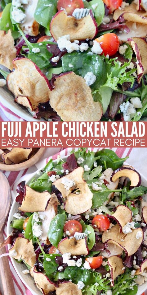 Fuji Apple Salad Dressing, Panera Fuji Apple Salad, Fuji Apple Salad, Apple Salad Dressing, Panera Bread Copycat, Apple Chicken Salad, Panera Salad, Panera Recipes, Apple Walnut Salad