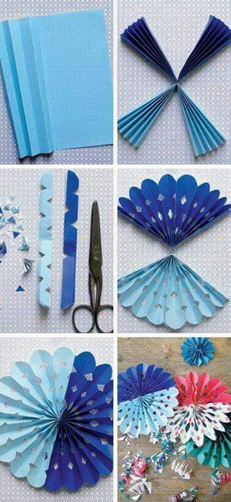 40 Handmade DIY Decoration Ideas For Different Purposes - Bored Art Hantverk Diy, Diy Flores, Paper Rosettes, Fleurs Diy, Paper Fans, Paper Flowers Diy, Hard Times, Origami Paper, Flowers Diy