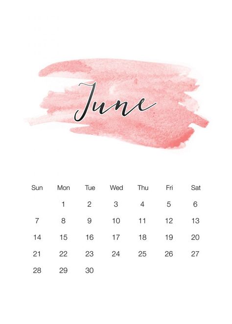 Watercolor Calendar, Calendar June, Cottage Market, Printable Calendar Template, Calendar Wallpaper, Desktop Calendar, 2019 Calendar, Free Printable Calendar, Print Calendar