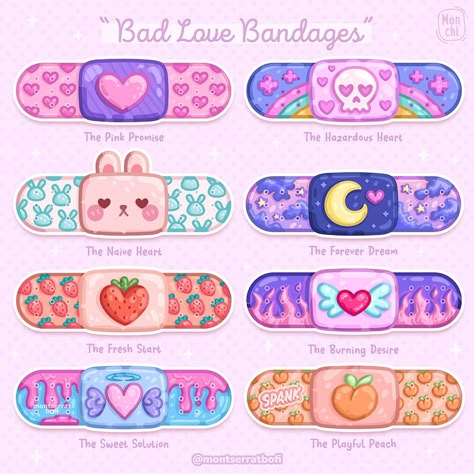 Cute kawaii love bandaids digital aesthetic art by peruvian illustrator montserratbofi Bandage Sticker, Infused With Love, Heal Your Heart, Acid Art, Cute Tiny Tattoos, Band Wallpapers, Yami Kawaii, Broken Hearts, Baby Tattoos