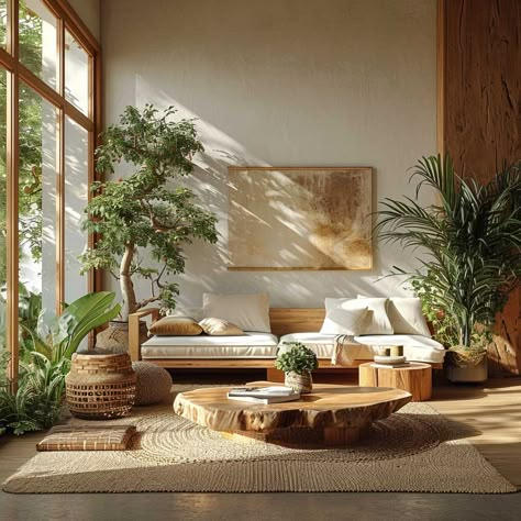 Enhancing Wellness through Biophilic Interior Design Ideas • 333k+ Inspiring Lifestyle Ideas Earthy Sitting Room, 2024 Living Room Trends, Biophilia Interior Design, Biophilic Home, Sustainable Living Room, Biophilic Interior, Earthy Living Room, Sustainable Interior Design, Interior Design Courses