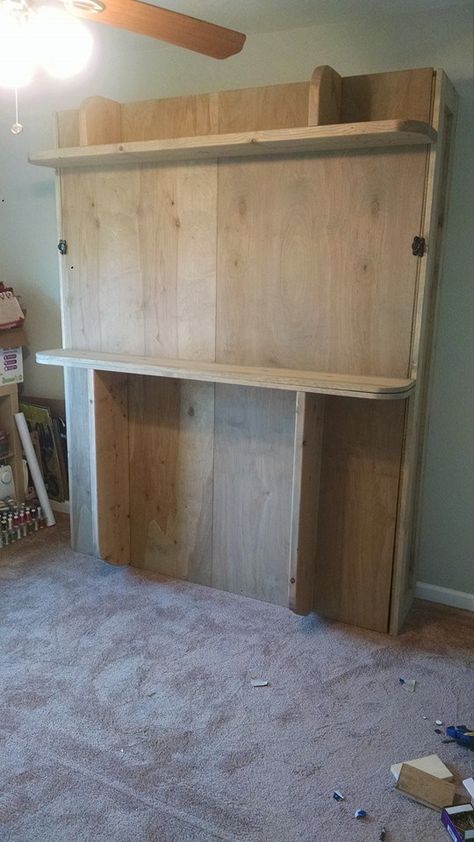 Diy Murphy Bed Plans, Wall Bed Diy, Diy Murphy Bed, Murphy Bed Ideas, Murphy Bed Kits, Build A Murphy Bed, Fold Down Beds, Horizontal Murphy Bed, Murphy Bed Desk