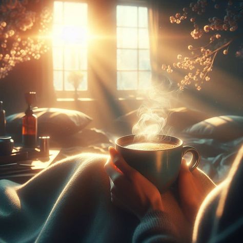 Idyllic Morning coffee Looking Out Window Aesthetic, Comfort Corner, Sunrise Coffee, Tea Places, Steaming Cup, Peaceful Places, Drinking Coffee, Coffee Branding, How To Wake Up Early