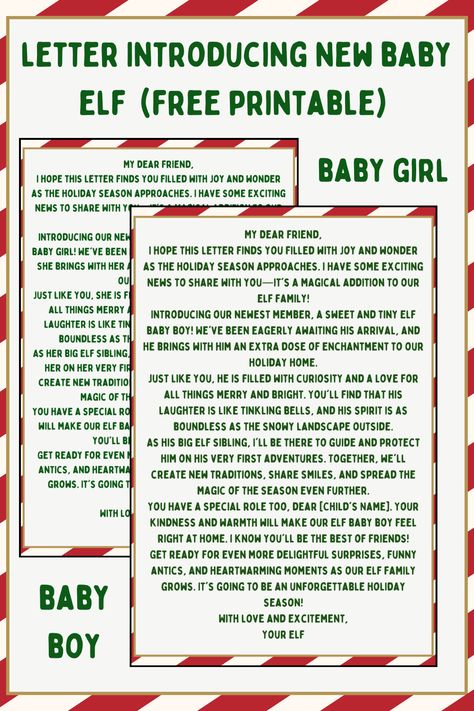 Elf On The Shelf Gets Touched, Introducing Another Elf On The Shelf, Elf Babies On The Shelf, Twin Baby Announcements, Elf Notes, Elf Family, Baby Elf, Introduction Letter, Welcome New Baby