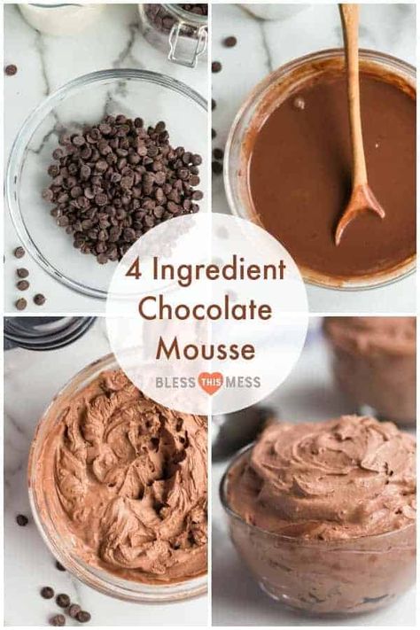 Thick and creamy homemade chocolate mousse made with just 4 simple ingredients and whipped into a perfect, fluffy chocolate dessert. #chocolate #mousse #valentines #chocolatedessert #desserts #easydesserts Easy Moose Recipe, Chocolate Mouse Desert, Moose Chocolate, Homemade Chocolate Mousse, Cake Themes, Newfoundland Recipes, Easy Chocolate Mousse, Milk Tart, Mousse Cakes