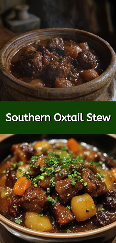 Southern Oxtail Stew Oxtail Stew Recipes Southern, Oxtail And Butter Beans Recipe, Bbq Oxtail Recipes, Oxtail Pelau Recipe, Oxtail Recipes Southern, Oxtails In Instant Pot, Smothered Oxtails And Gravy, Southern Food Deep South, Oxtails Recipes Southern