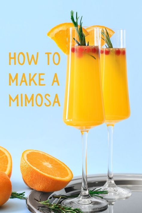 Two mimosa in champagne flutes blue background Cocktail Recipes Champagne, Champagne Cocktails Easy, Virgin Mimosa, Breakfast Mimosa, Mimosa Bar Ideas, Pineapple Mimosa, Champagne Cocktail Recipes, Breakfast Entertaining, Cider Mimosa