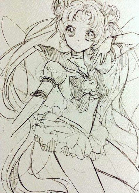 Sailor Moon A Drawing, An Anime, Sailor Moon, A Girl, Moon, Hair, Anime