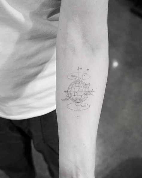 Physics Tattoos, Science Tattoos, Tatuagem Masculina Pequena, Dr Woo, Inner Forearm Tattoo, Ancient Tattoo, Single Needle Tattoo, Red Tattoos, Temporary Tattoo Designs