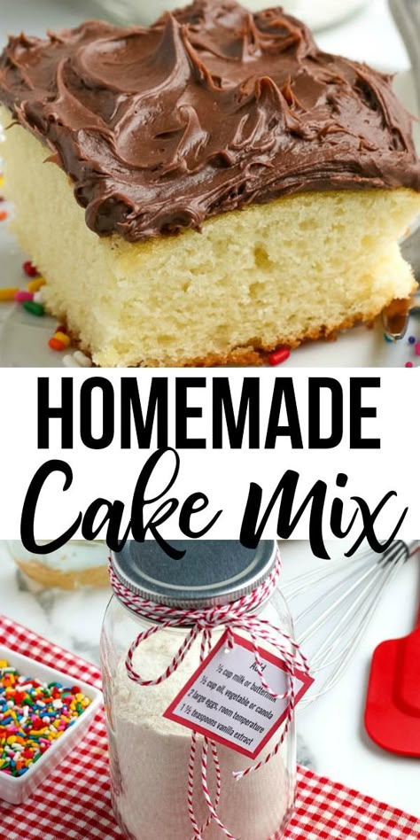 Homemade Cake Mix Recipe! You only need 5-ingredients to make this Homemade Cake Mix that you probably already have in your pantry! Easy to put together and perfect to give as holiday gifts, this cake mix recipe is perfect for the next time you're in the mood to bake a cake! Easy Yellow Cake Mix Recipes, Dry Cake Mix Recipe, Cake Mix From Scratch, Minimal Ingredient Recipes, Cake Mix Recipes Homemade, Yellow Cake Mix Recipes, Homemade Cake Mixes, Betty Crocker Cake Mix, Homemade Vanilla Cake