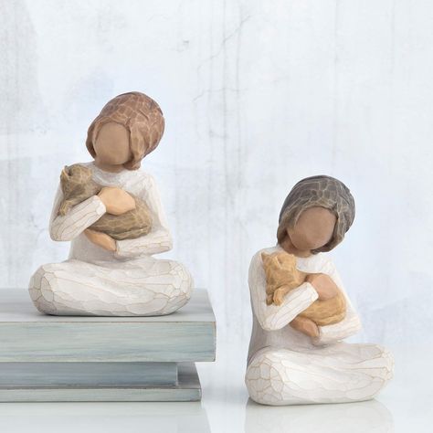 Willow Tree Figures, Body Gestures, Skin Tone Hair Color, Kindness Gifts, Willow Tree Figurines, Table Decor Living Room, Yellow Cat, Willow Tree, Figurative Sculpture