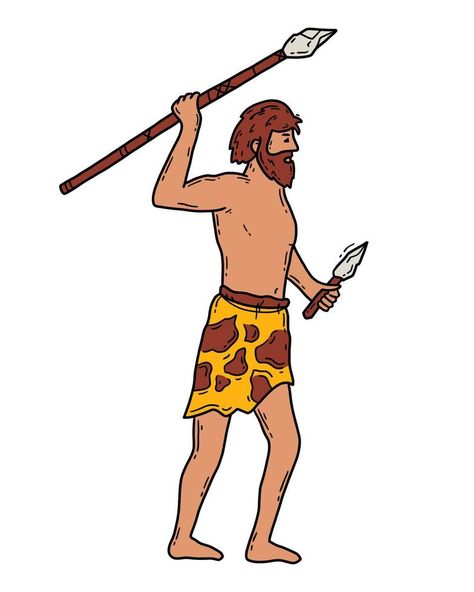 Neanderthal Illustration, Caveman Drawing, Stone Age People, Stone Age Man, Brown Cartoon, Prehistoric Age, Doodle Stickers, Vector Doodle, Vector Character Design