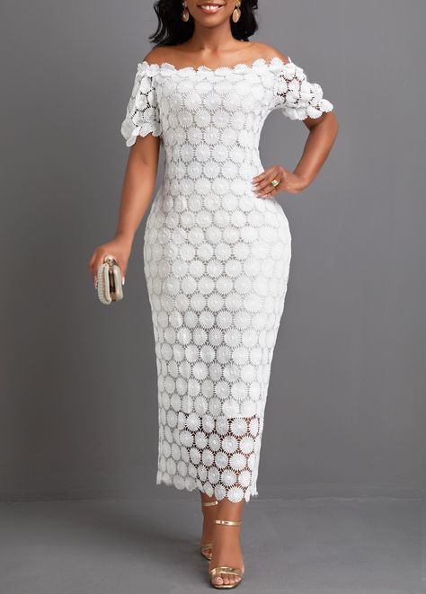 #wow dress #style #fashion #Patchwork Dress Casual White Lace Dress, White Lace Dress Outfit, Cogic Fashion, English Dress, White Off Shoulder Dress, Banana Benefits, White Wardrobe, Crochet Wedding, Crochet Tops Free Patterns