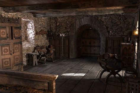 ArtStation - Medieval Bedroom, Mario V Medieval Room Decor, Taverna Medieval, Medieval Room, Medieval Bedroom, Castle Bedroom, Fantasy Bedroom, Medieval Aesthetic, Bedroom Drawing, Bedroom Background