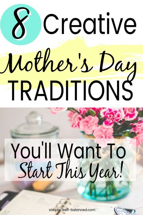 Trying to think of things to do on Mother's Day? Why not create a new Mother's Day Tradition with these fun activities. Creative and unique ideas to celebrate Mother's Day and make it a special day for mom. #mothersday #mom #traditions #holidays #familytraditions #simplwellbalanced Ideas For Mothers Day Decorations, Mothers Day Things To Do, Mother’s Day Idea For Church, Mothers Day Decorations Ideas, Mothers Day Celebration Ideas, Mother’s Day Decoration Ideas, Mother's Day Crafts For Preschoolers, Mothers Day Activities, Mothers Day Party