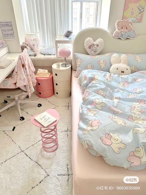 Miffy Room, Cute Pastel Aesthetic, Cheap Office Furniture, Otaku Room, Kawaii Things, Bedrooms Ideas, Dekorasi Kamar Tidur, Aesthetic Shop, Pastel Room