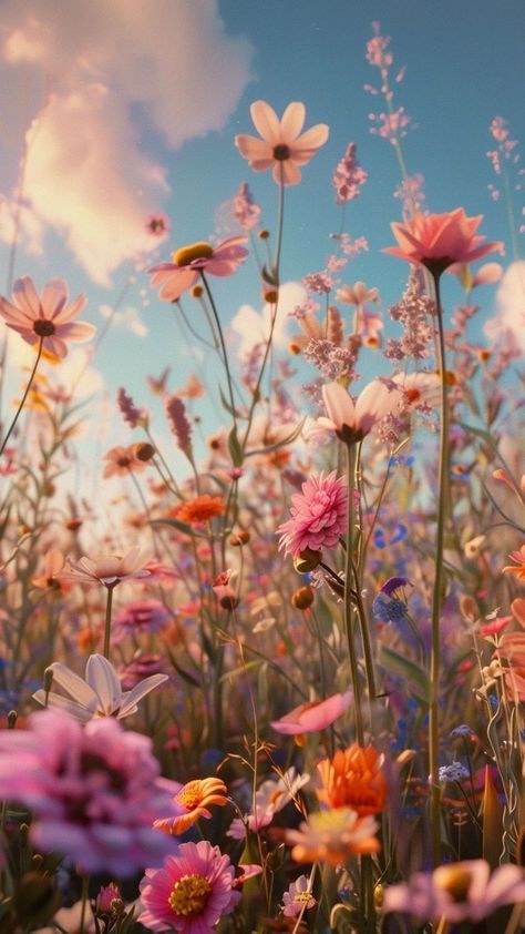 Flowers, Pink, Blue, Nature