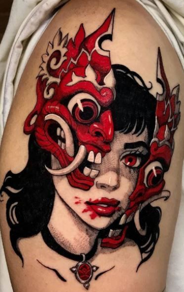 << Check out more Black and Red tattoos #tattoomenow #tattooideas #tattoodesigns #tattoos #black #red #blackandred Red And Black Tattoos, Black And Red Tattoo, Black Red Tattoo, Trash Polka Tattoo Designs, Japanese Hoodie, Small Rose Tattoo, Japan Tattoo Design, Man Tattoo, Red Tattoo