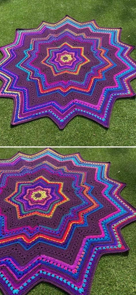 Star Crochet Blanket Pattern Free, Crochet Star Blanket Free Pattern, 6 Day Kid Blanket, Crochet Star Blanket, Unique Baby Blankets, Classy Crochet, Star Baby Blanket, Crochet Throw Pattern, Crochet Granny Square Afghan