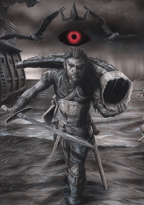 Greyjoy Art, Euron Greyjoy, The Winds Of Winter, George Rr Martin, Asoiaf Art, Gra O Tron, Game Of Thrones Art, Image Painting, Game Of Thrones Houses