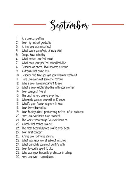 September Prompts Journal, September Prompts, September Journal Prompts, Healing Writing, September Writing Prompts, Weekly Writing Prompts, September Writing, Songwriting Prompts, Empty Journal