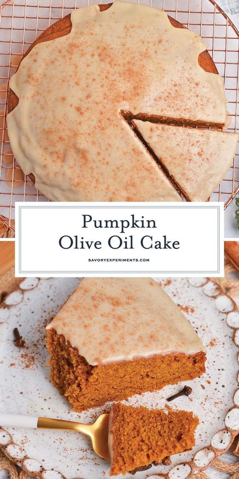 This Pumpkin Olive Oil Cake is easy to make with the best fall flavors and is light and not overly sweet. A great addition to the holidays! Pumpkin Olive Oil Cake, Pumpkin Pasta Bake, Oil Cake Recipe, Olive Oil Cake Recipe, Dessert Cravings, Pumpkin Pie Spice Mix, Pumpkin Mousse, Oil Cake, Treats Recipes