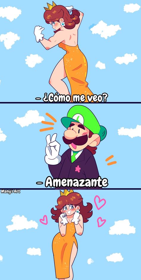 Luigi And Daisy, Mario Comics, Mario Funny, Nintendo Mario Bros, Mario Fan Art, Super Mario And Luigi, Nintendo Fan Art, Princess Daisy, Metal Family