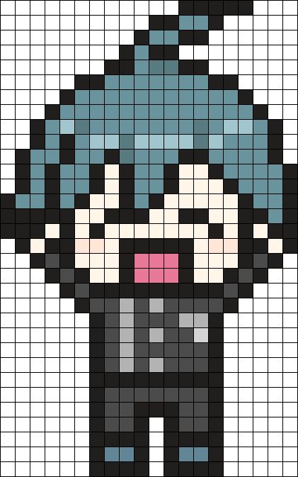 Kandi Patterns for Kandi Cuffs - Characters Pony Bead Patterns Shuichi Pixel Sprite, Danganronpa Perler Beads, Danganronpa Pixel Art, Kandi Cuff Patterns, Kandi Cuffs, Pearl Beads Pattern, Pixel Characters, Kandi Cuff, Pony Bead Patterns