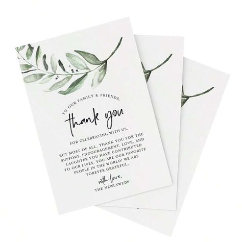 25pcs Fashionable "Thanks" Wedding Party Thank You Cards | SHEIN USA Place Setting Cards, Greenery Centerpiece, Table Place Settings, Event Card, Wedding Place Settings, Table Place Cards, Thank You Postcards, Event Table, Wedding Party Supplies