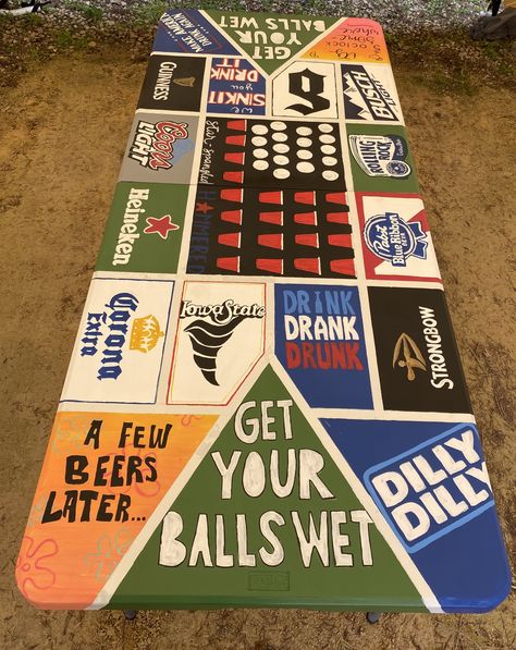 Beer Pong Table Painted Logos, Beer Pong Table For Boyfriend, Wooden Beer Pong Table, Ping Pong Table Painted Alcohol, Beer Pong Diy Table, Penn State Beer Pong Table, Frunk As Duck Pong Table, Id Tap That Beer Pong Table, Diy Beer Pong Table Designs Easy