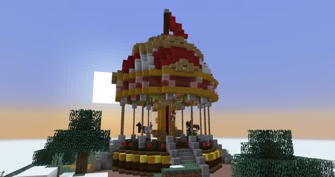 Circus Minecraft, Minecraft Carousel, Minecraft Christmas Decorations, Christmas Minecraft Ideas, Minecraft Carnival Builds, Minecraft Carnival, Minecraft Portal, Santa Claus Toys, Minecraft Christmas