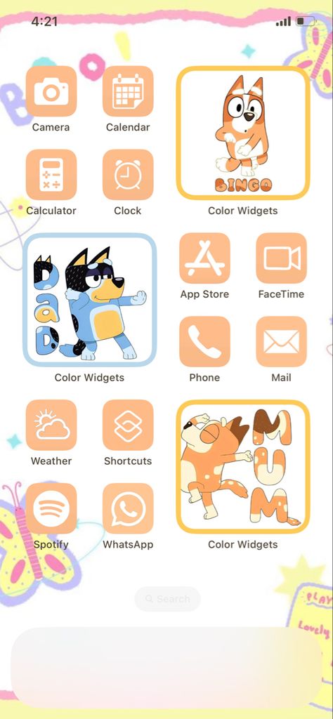 Bluey Theme Animal Crossing, Bluey Phone Themes, Kaeya Iphone Theme, Bluey Themed Phone, Bluey Phone Wallpaper Backgrounds, Bluey Phone Case, Ios Theme, Cute Backgrounds For Iphone, Pony Town