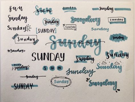 Sunday Writing Fonts, Note Headings Aesthetic, Sunday Title Ideas, Sunday Calligraphy Lettering, Index Heading Design, Sunday Journal Ideas, Calligraphy Notes Ideas, Titre Aesthetic, Titles Ideas Aesthetic